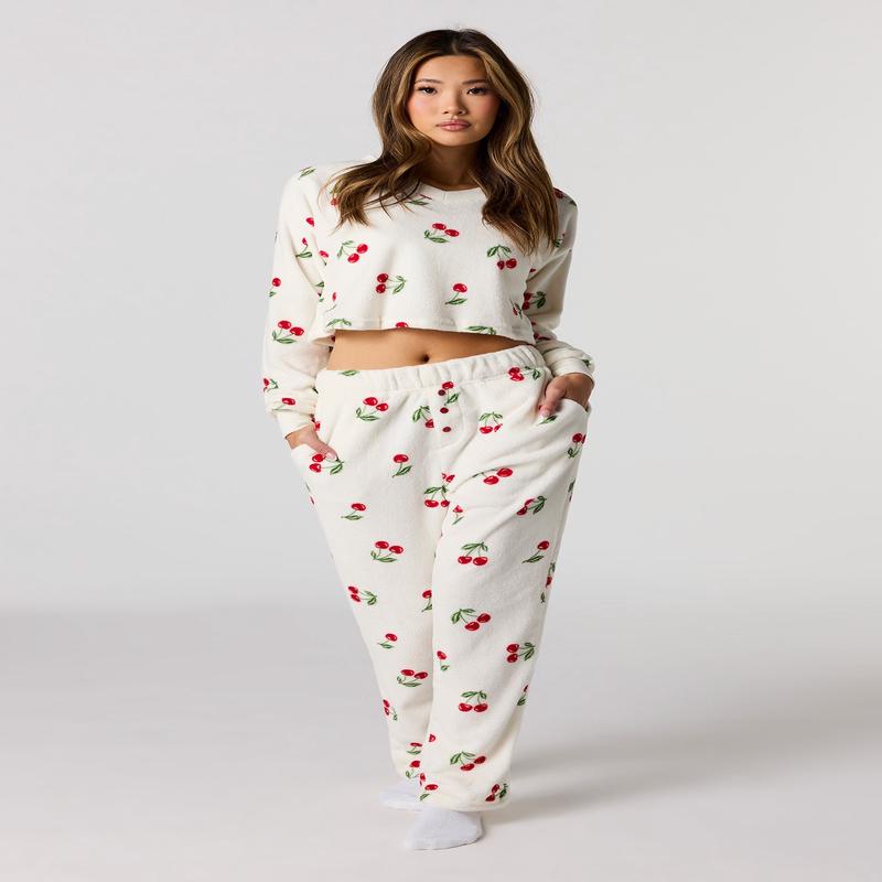 Plush Long Sleeve Top & Pant Pajama Set