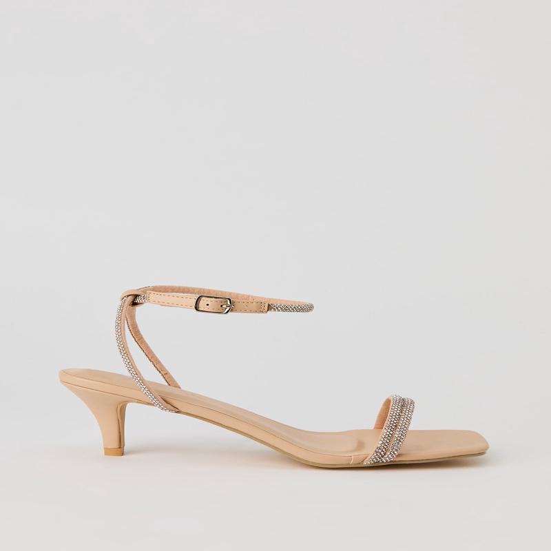 Rhinestone Strappy Kitten Heel