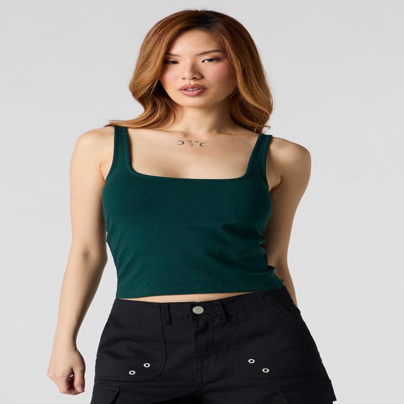 Square Neck Tank with Built-In Bra Cups