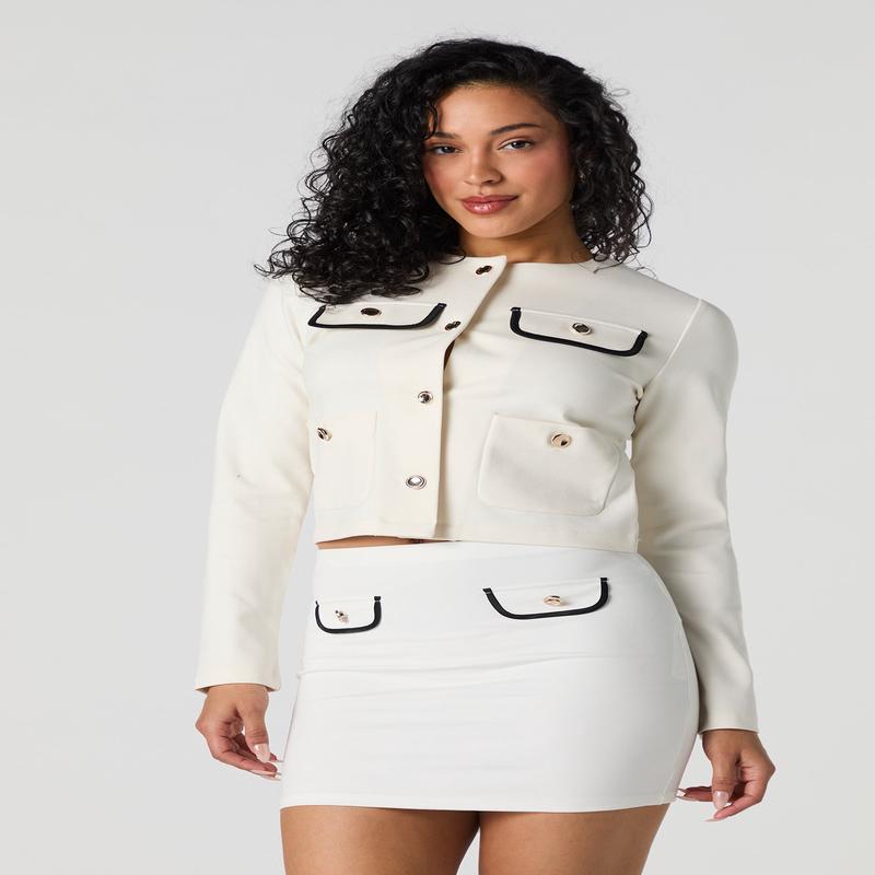 Buttoned Pocket Mini Skirt