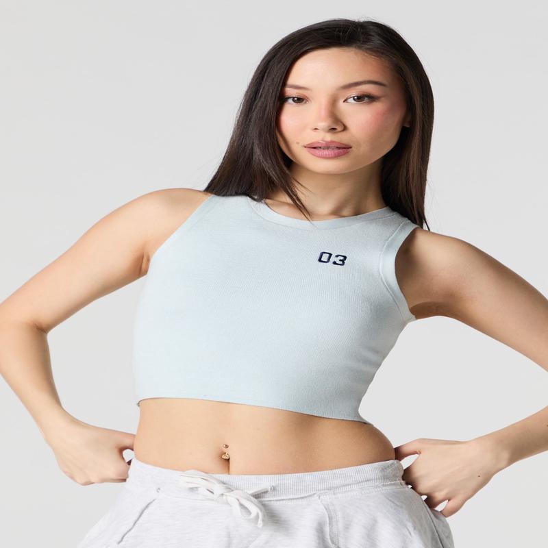 Dbardeur court en tricot avec motif brod