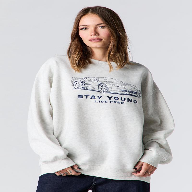 Embroidered Fleece Sweatshirt