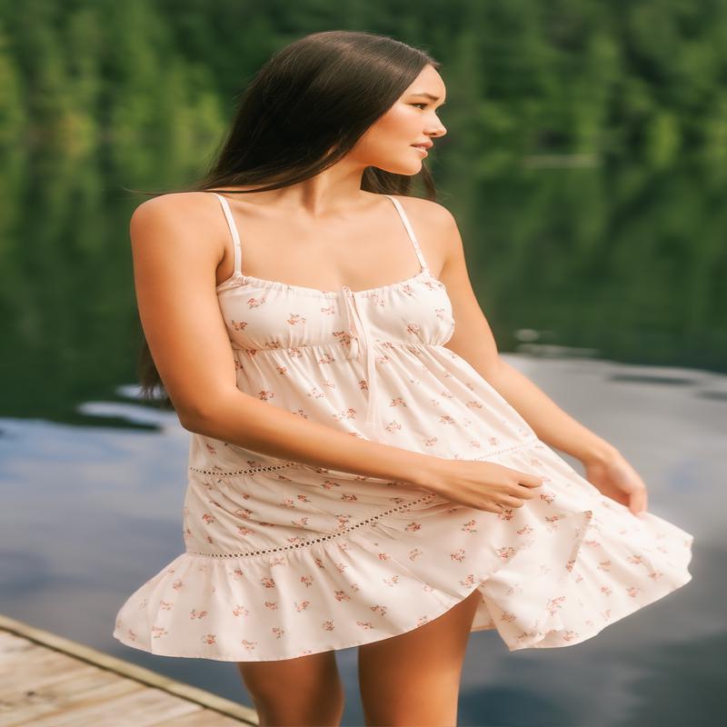 Floral Printed Tiered Babydoll Mini Dress