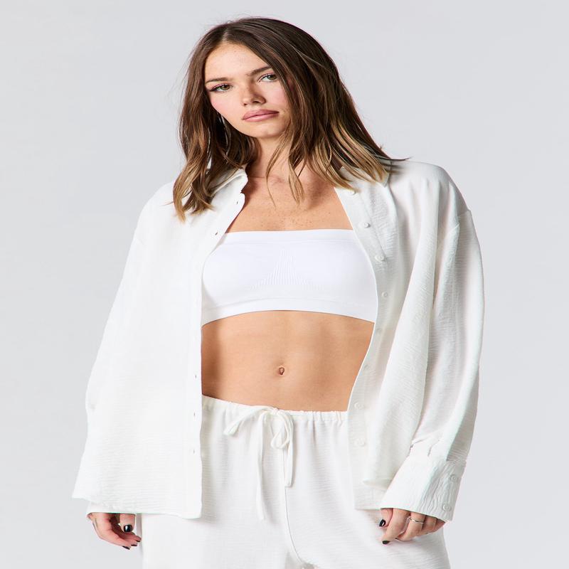 Flowy Long Sleeve Button-Up Top