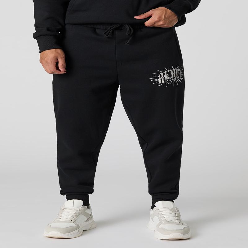 Graphic Rhinestone Fleece Jogger