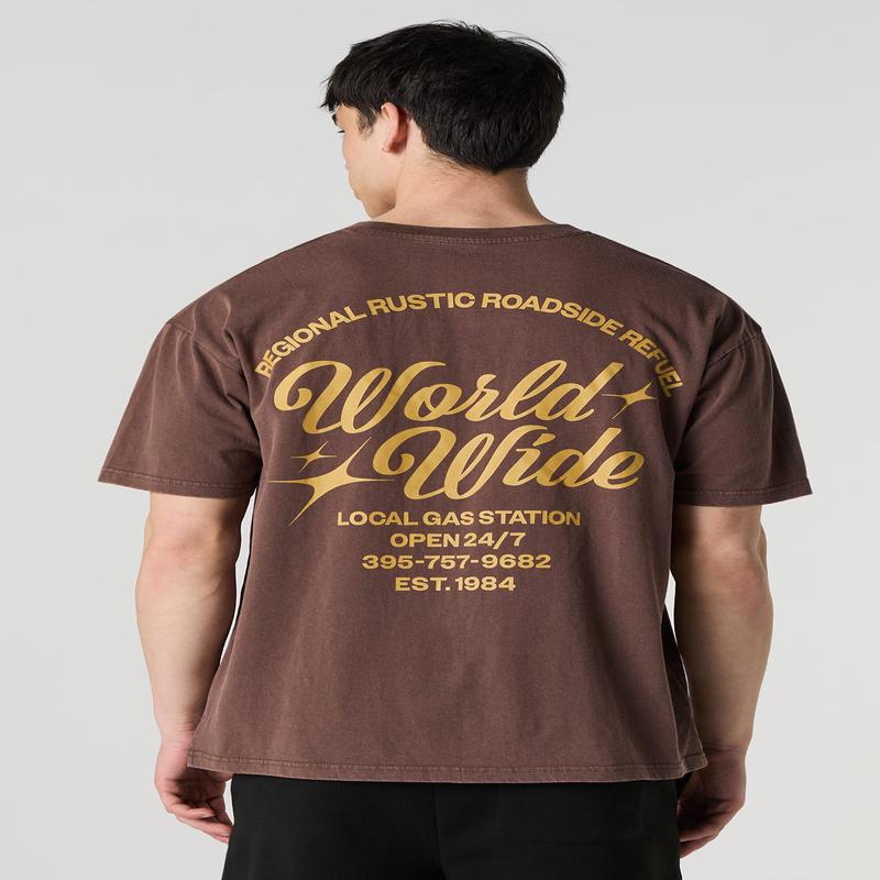 T-shirt ample dlav  imprim Gas Station