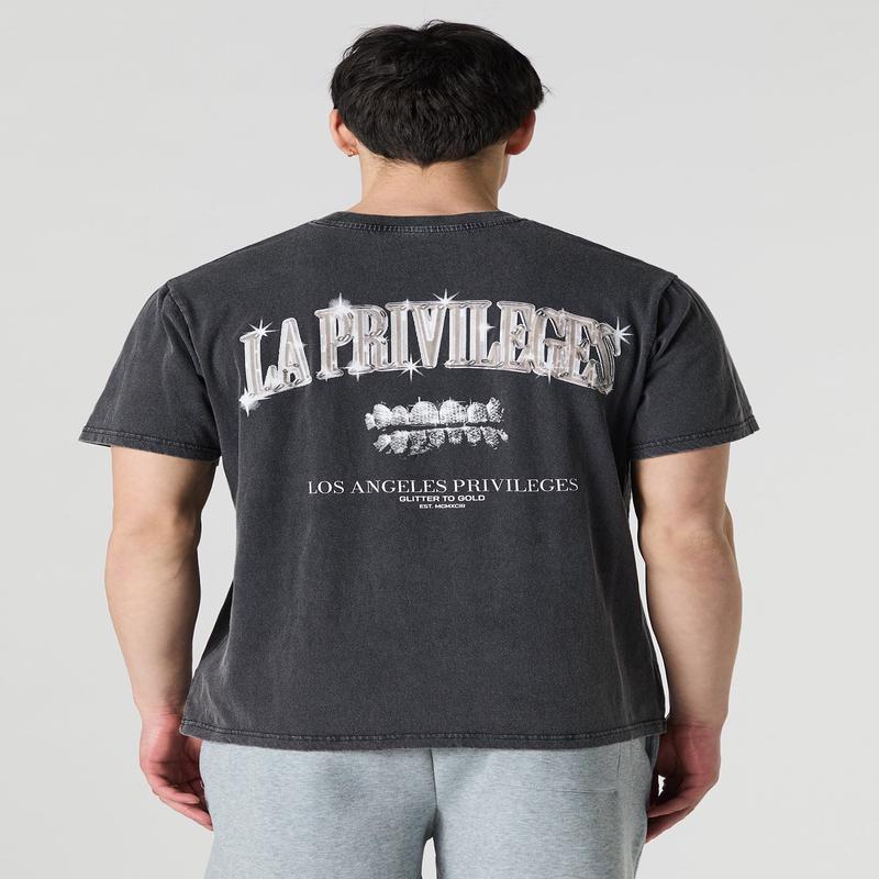 T-shirt ample dlav  imprim LA Privilege