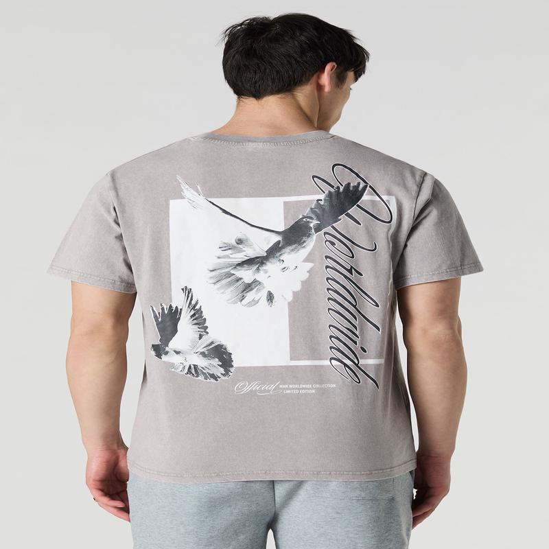 T-shirt ample dlav  imprim Worldwide