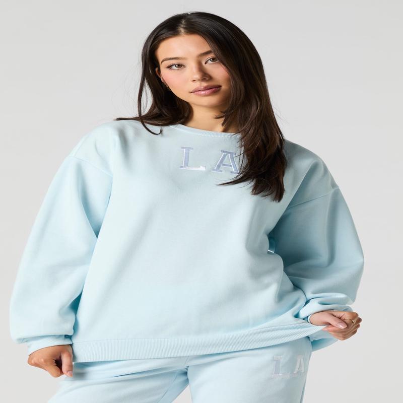 City Twill Embroidered Fleece Sweatshirt