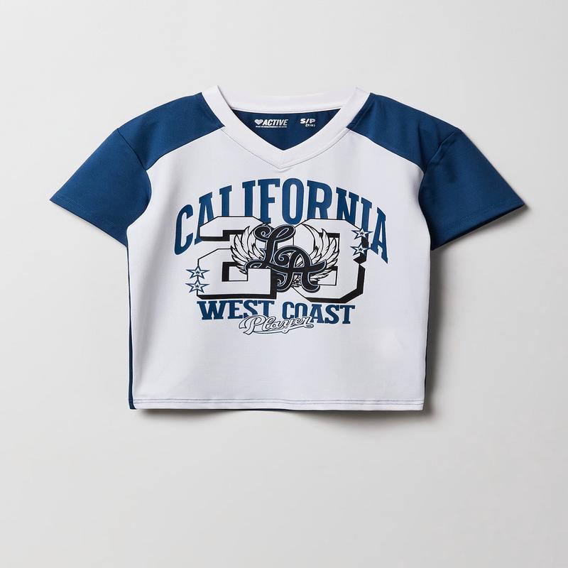 Girls Active Graphic Contrast T-Shirt