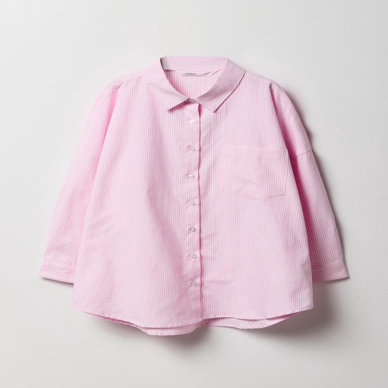 Girls Oversized Button-Up Long Sleeve Top