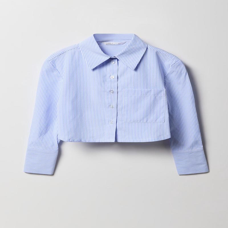 Haut boutonn  manches longues en popeline pour fille