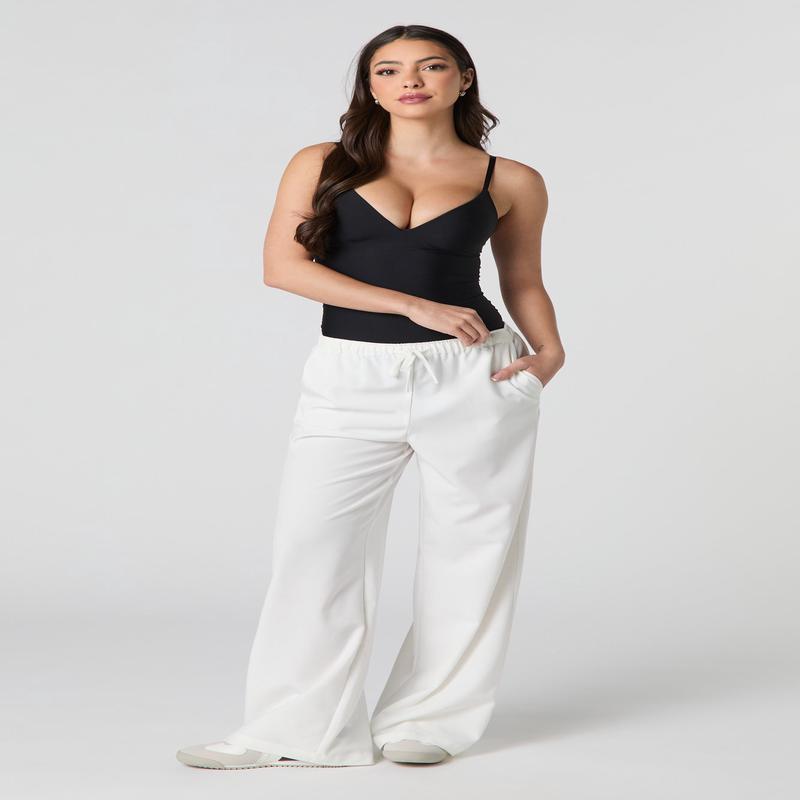 Pantalon  jambe large avec taille coulissante