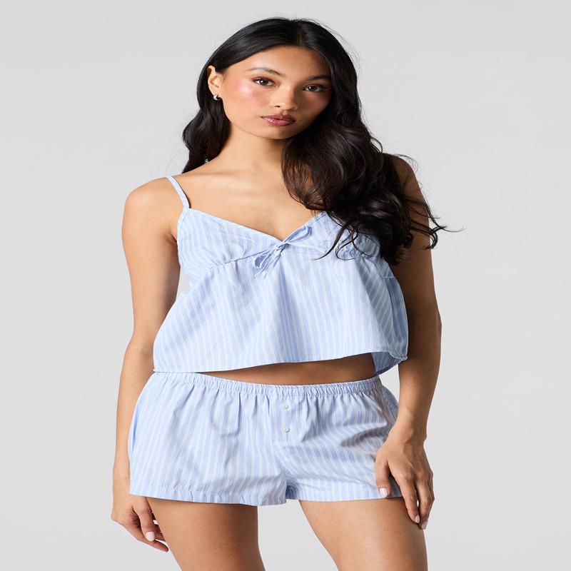 Striped Babydoll Cami & Short 2 Piece Pajama Set