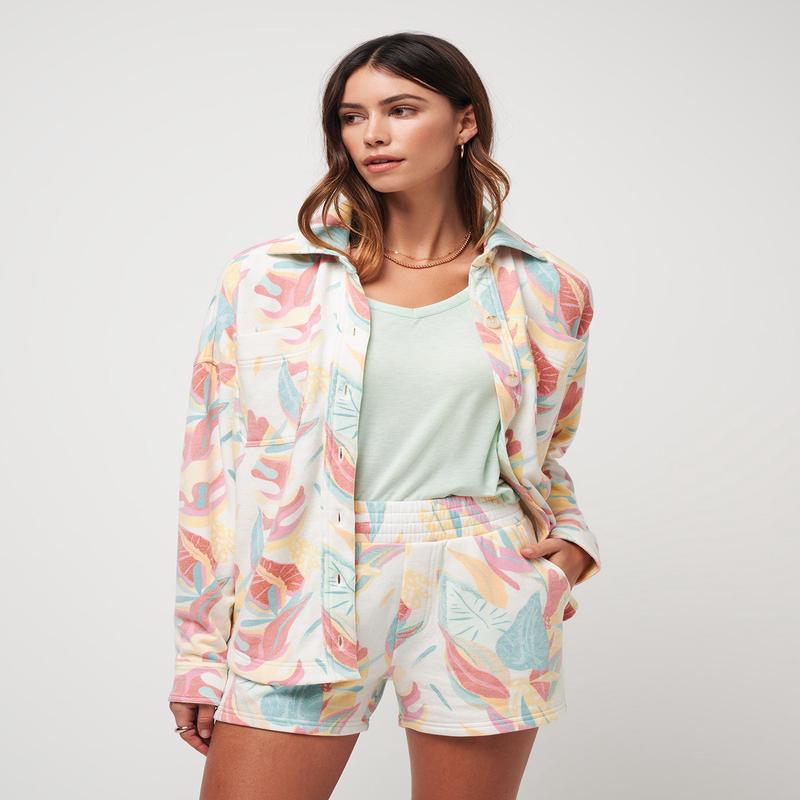 Vacay And Rose Cloud Fleece Shacket