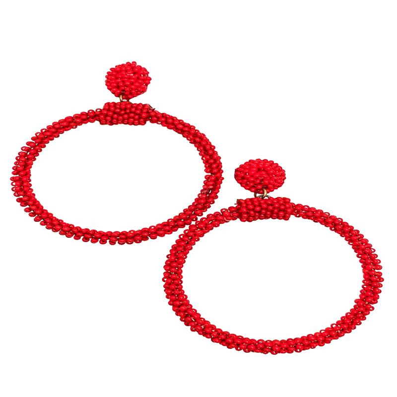 Full Of Hoop Earring - Red - FINAL SALE
