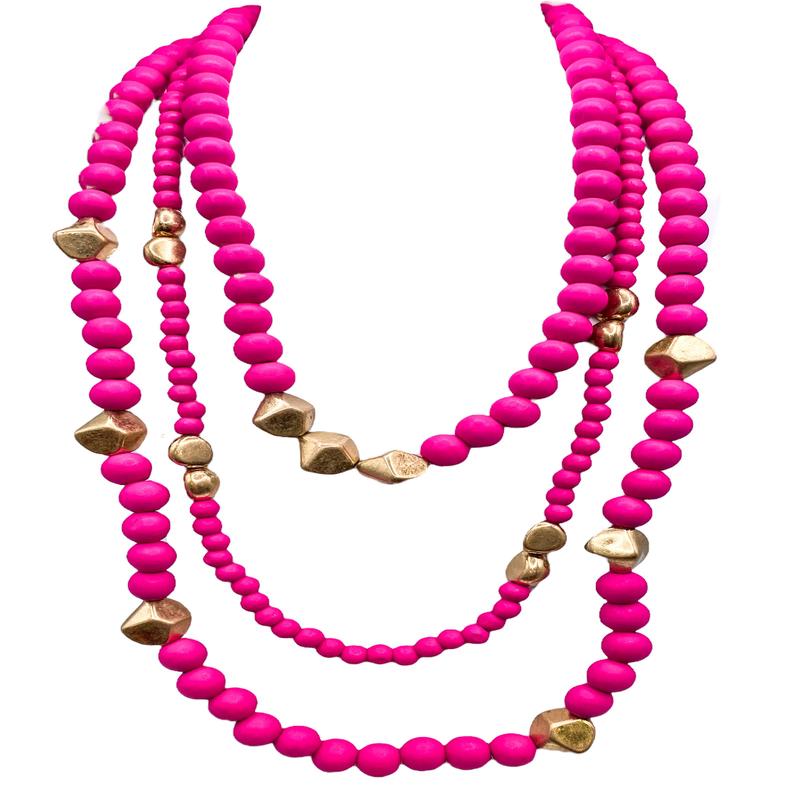 Open Conversation Necklace - Fuchsia - FINAL SALE