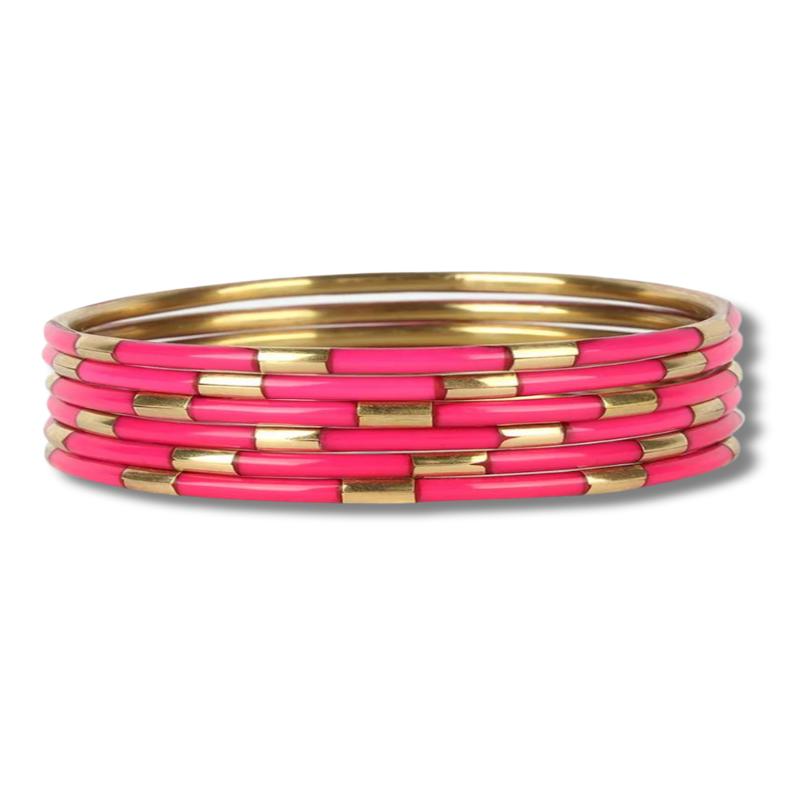 BudhaGirl Veda Pink Bangle Bracelets Set of 6