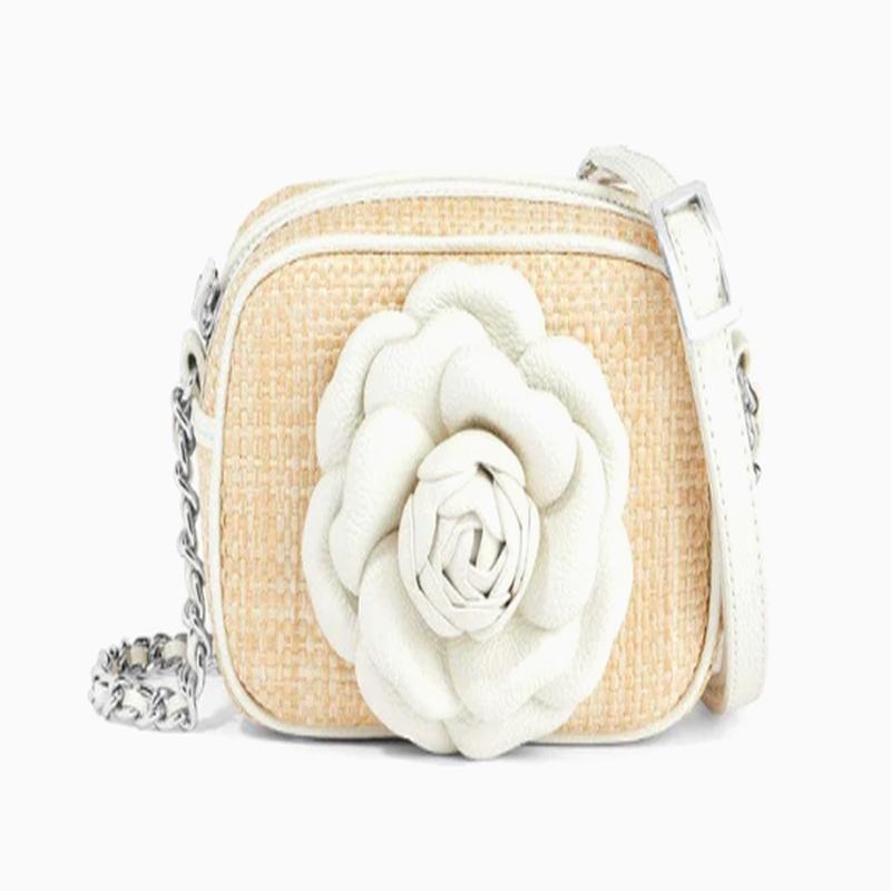 Rosie Straw Camera Bag - Natural/White | Brighton