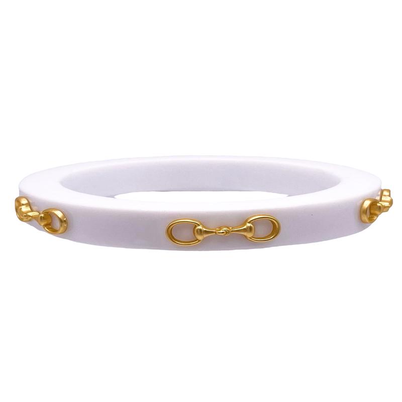 Sutton Horsebit Bangle - White