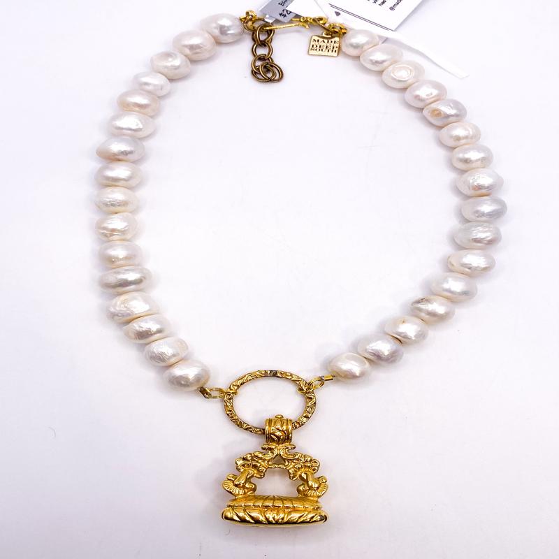 1960s Fob Baroque Cotton Ball Pearl Necklace | Made In The Deep South