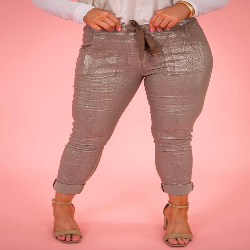 A Little Shine Jogger - Taupe | RESTOCK