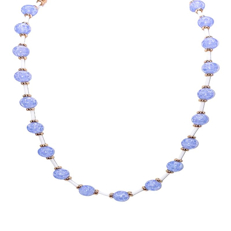 Doing Well Necklace  - Lt. Blue/Gold - FINAL SALE