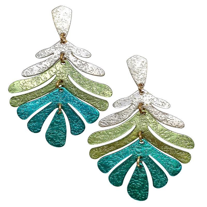 In The Palms Earrings - Green - FINAL SALE