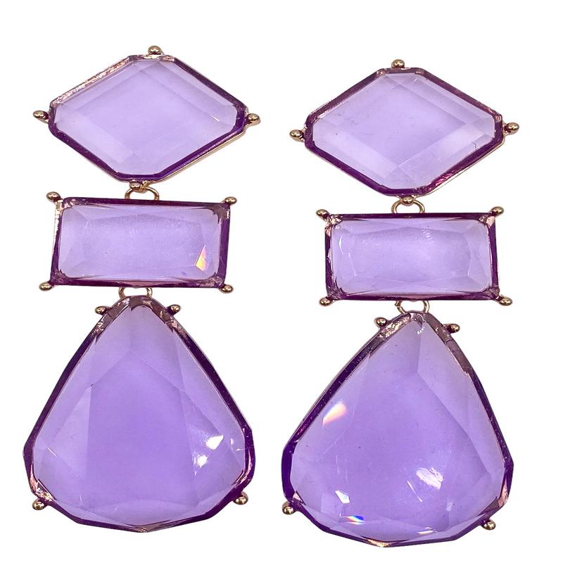 Drop The Ball Earrings - Purple