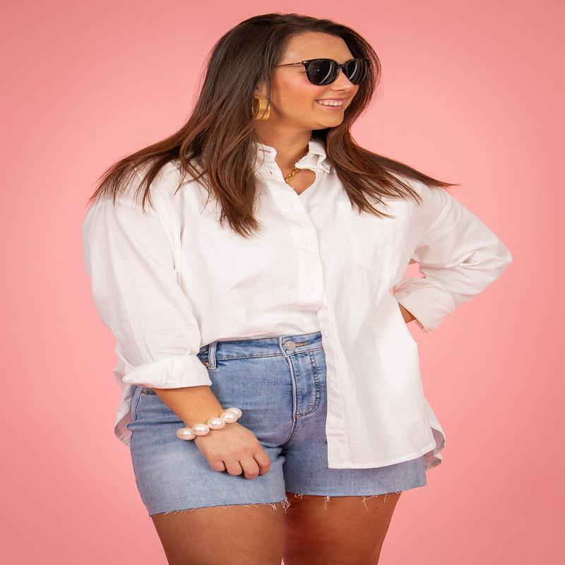 Georgetown Button Down Top  - White