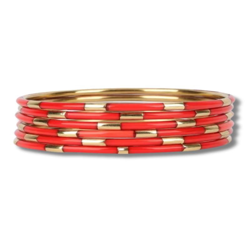 Budhagirl Veda Bangles - Coral (Set of 6)