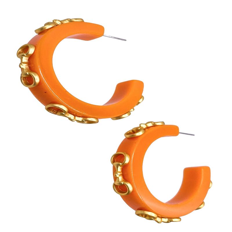Calvin Horsebit Earrings - Orange - DOORBUSTER