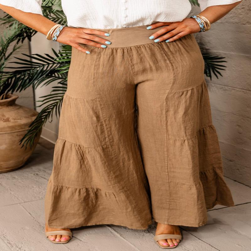 Anywhere With You Linen Pant - Camel - FINAL SALE