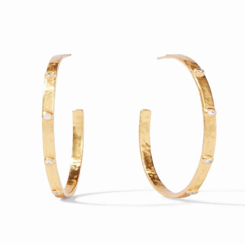 Crescent Stone Hoop-CZ -XL | Julie Vos