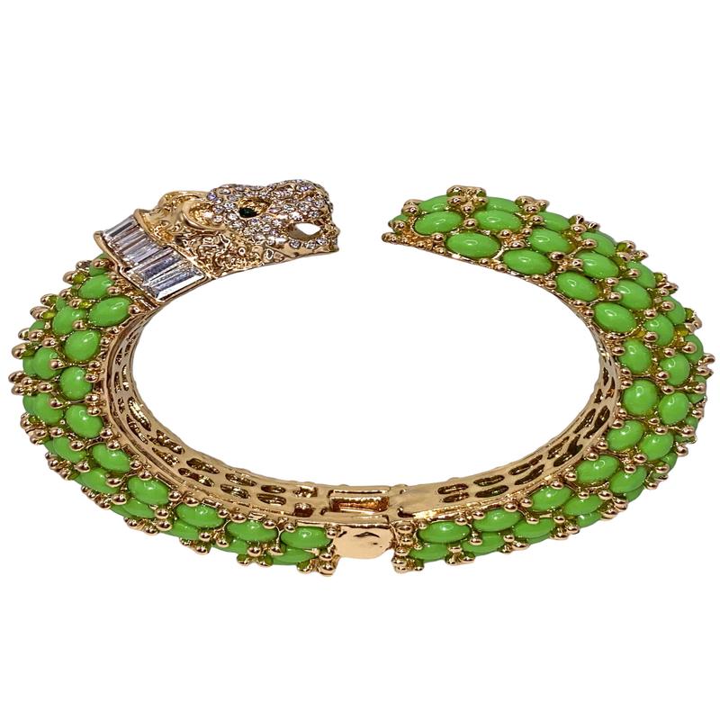 Garland Bags Leopard Hinge Bracelet - Green