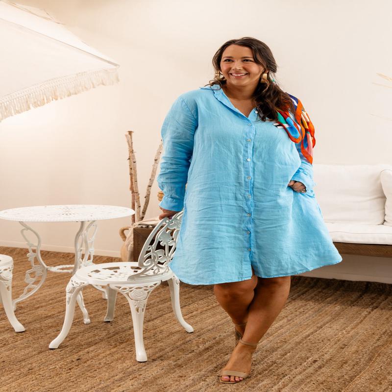 On The Coast Shirt Dress - Poolside - FINAL SALE