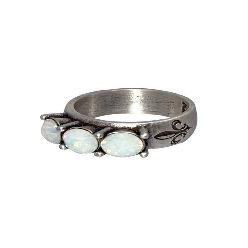 Triple Austrian Crystal Ring - White Opal | French Kande - FINAL SALE