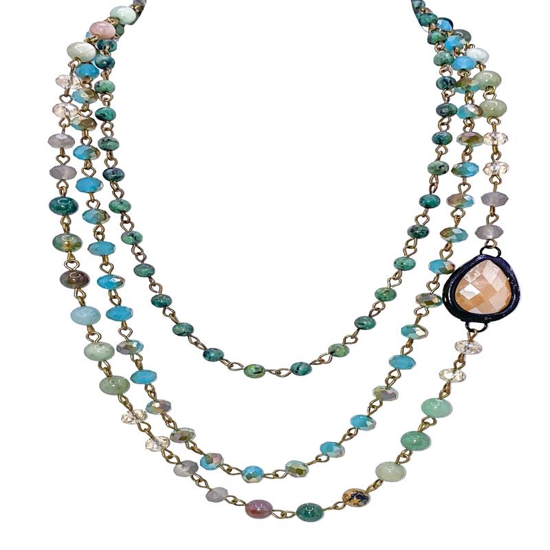 Worth Your Wait Layered Necklace - Green - SALE