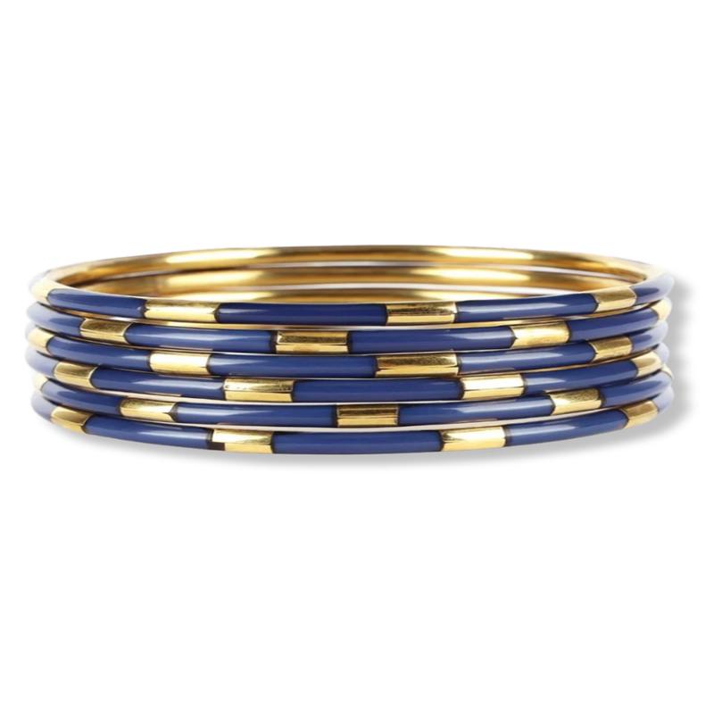 BudhaGirl Veda Navy Set Of 6 Bangle Bracelets