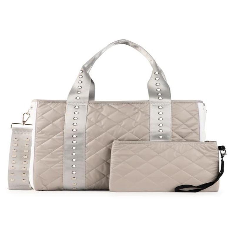 Jaime Lux Tote - Greige Silver Studded | Haute Shore - FINAL SALE