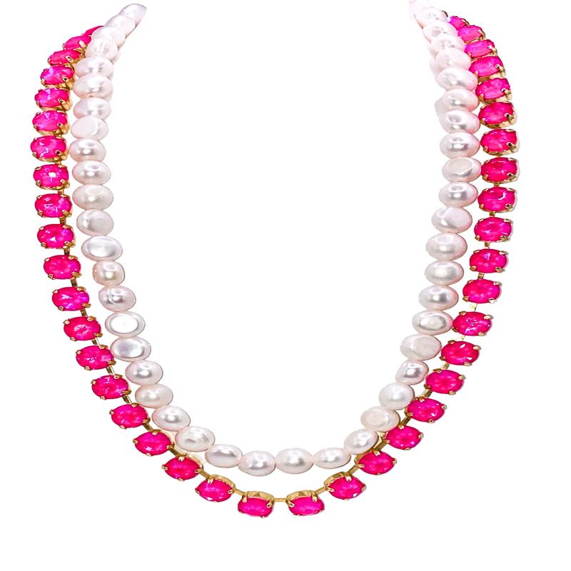 Matilda Layered Tennis Necklace - Electric Pink | Sorrelli