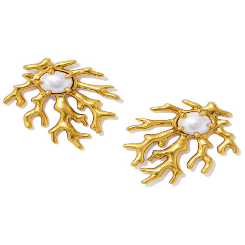 Shea Statement Stud Earring - Vintage Gold White Pearl | Kendra Scott