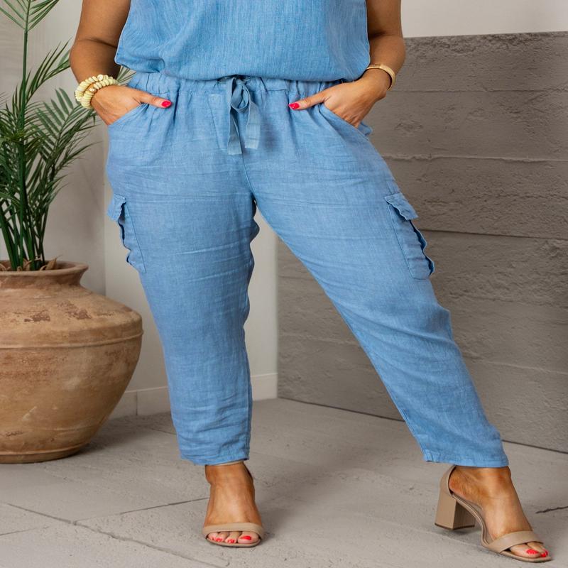 Free My Soul Linen Cargo Pant - FINAL SALE