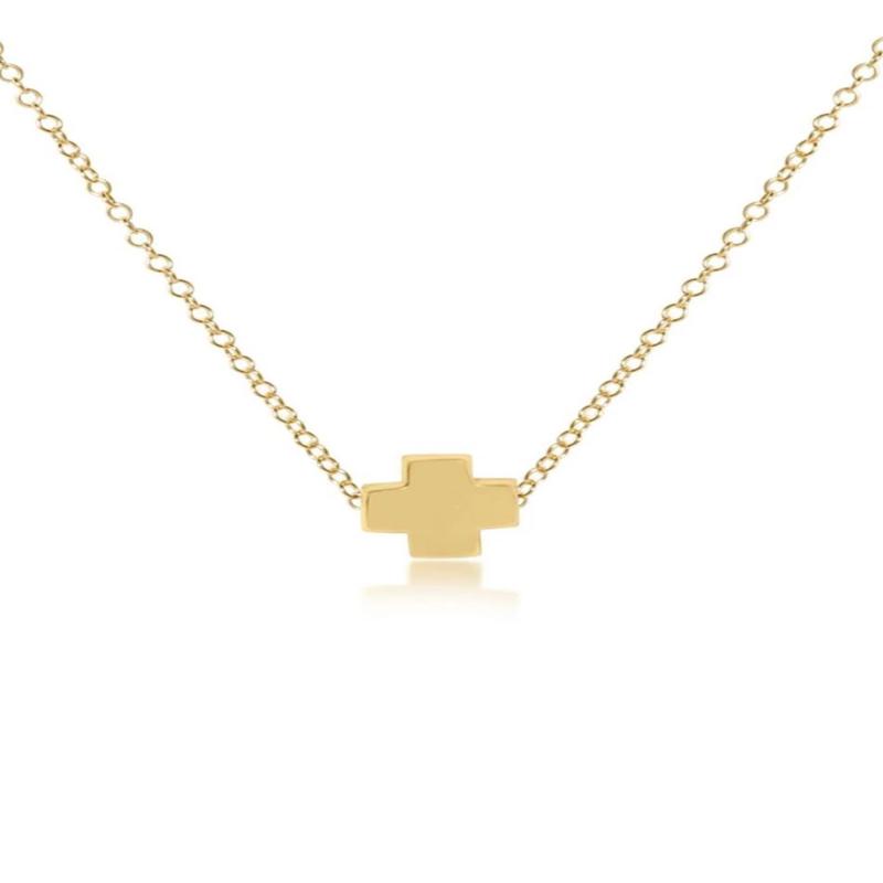 16" Signature Cross Necklace - Gold | E Newton | RESTOCK