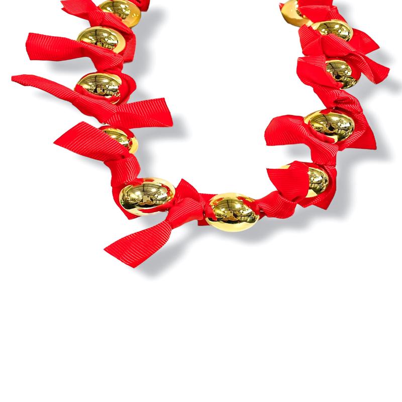 Better Days Red Bead and Ribbon Necklace