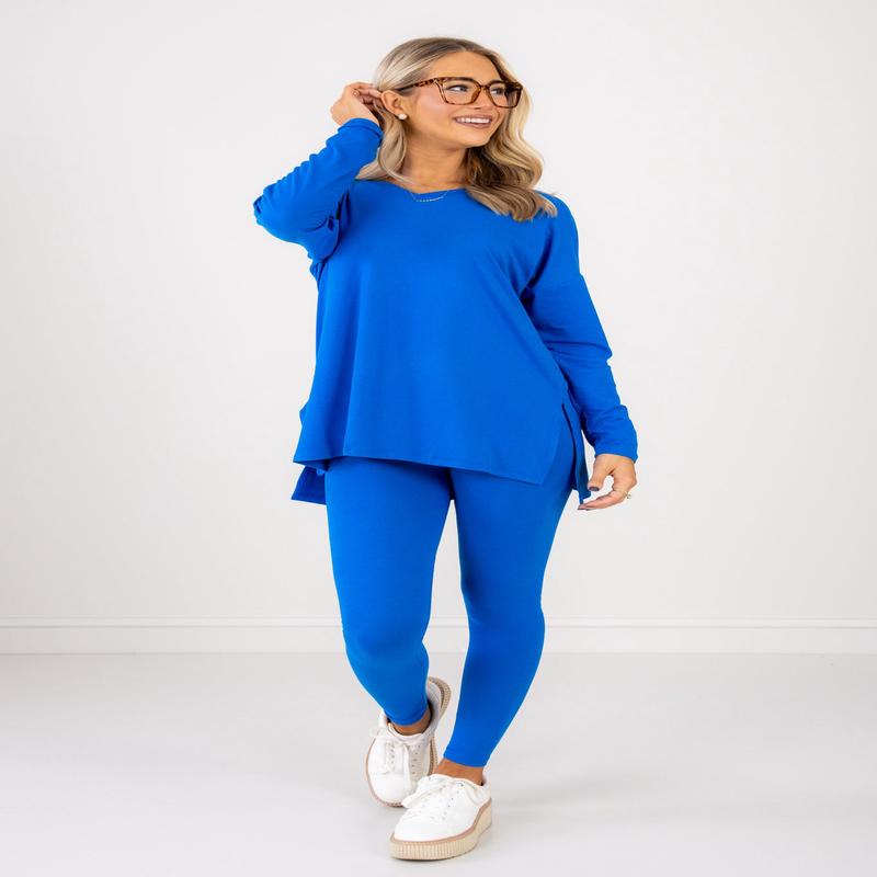 Falling Into Place Ocean Blue Loungewear Set
