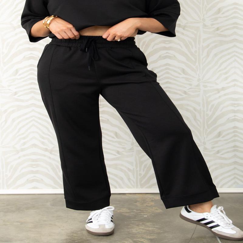 Kellie Scuba Black Wide Leg Pant