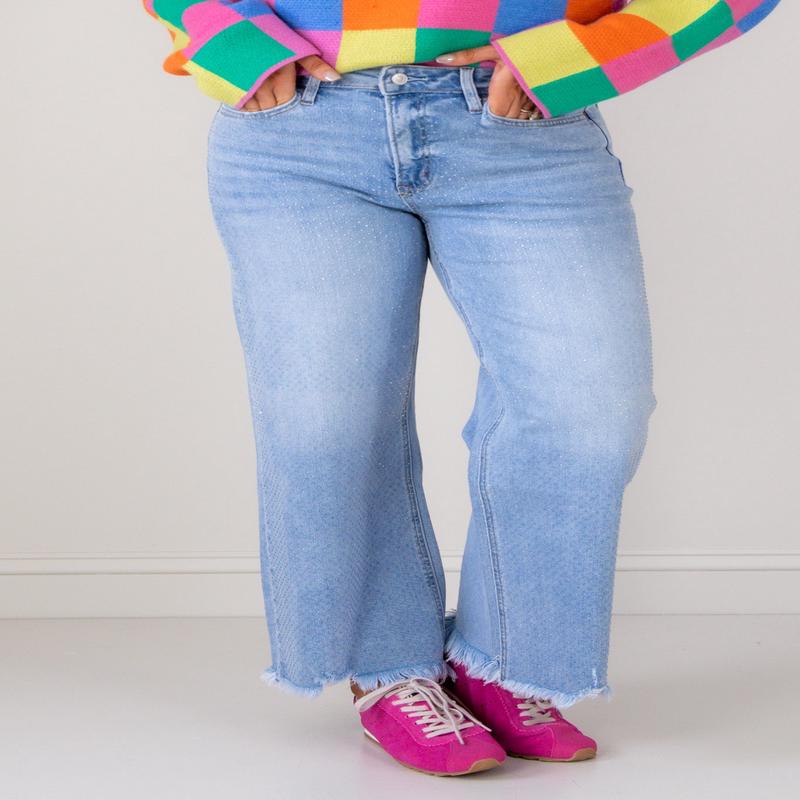 Scarlett High Rise Rhinestone Wide Leg Jean