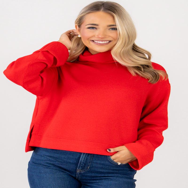 Spanx Airessentials Spanx Red Turtleneck Long Sleeve Top