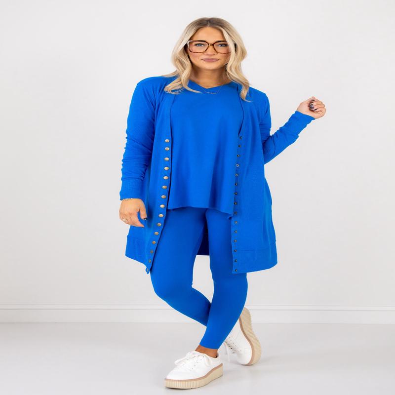 Worth The Wait Ocean Blue Ribbed Long Sleeve Cardigan